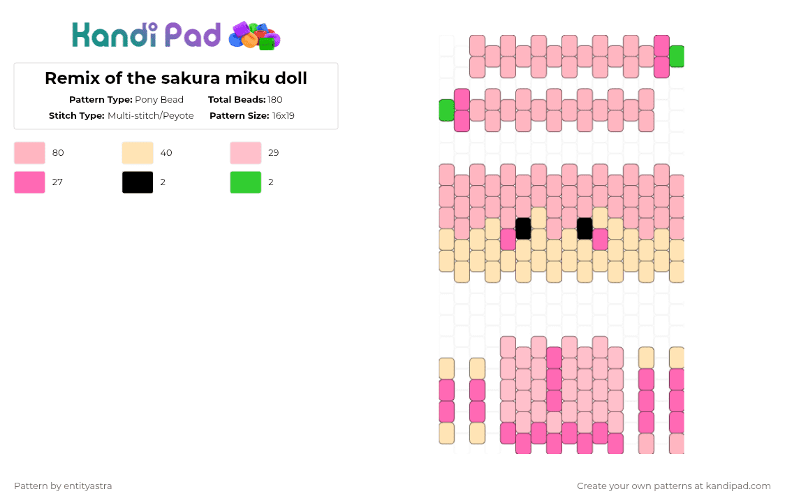 Remix of the sakura miku doll - Pony Bead Pattern by deleted_user_488596 on Kandi Pad - pink