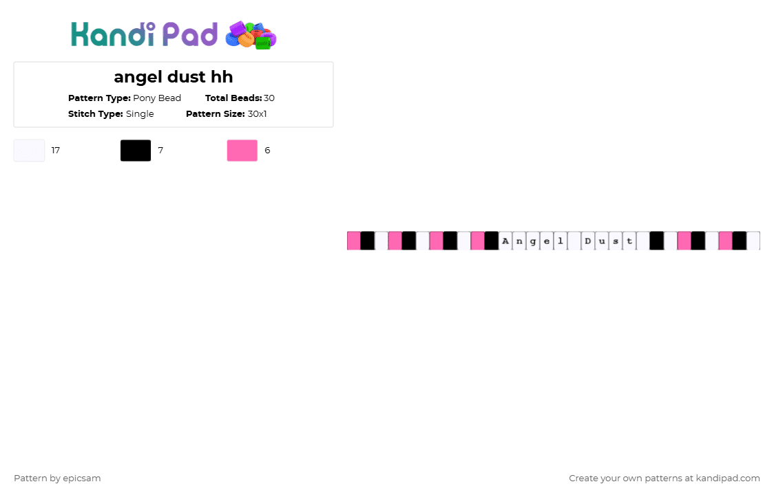angel dust hh - Pony Bead Pattern by epicsam on Kandi Pad - pink,white
