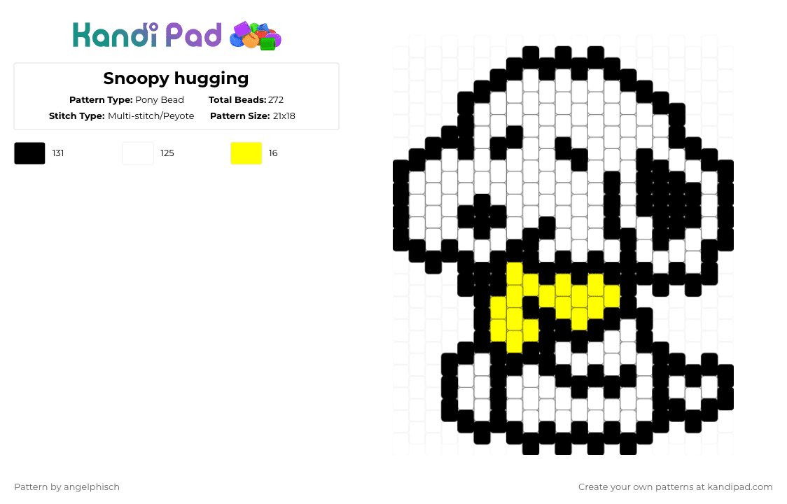 Snoopy hugging - Pony Bead Pattern by angelphisch on Kandi Pad - white