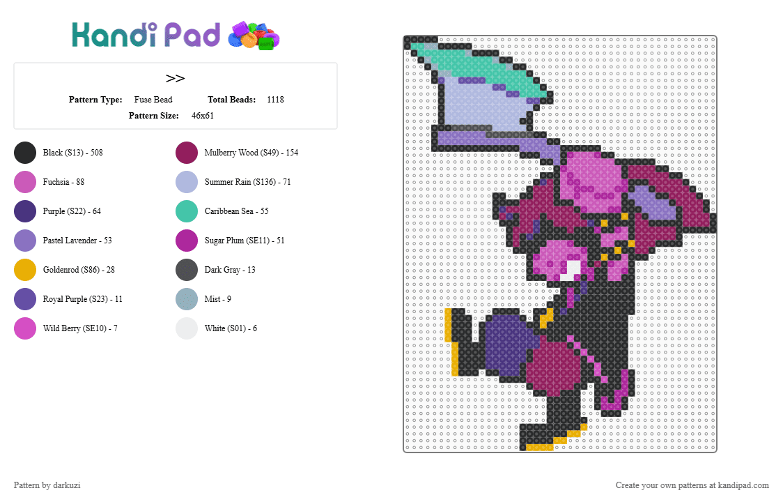 Susie the goat - Fuse Bead Pattern by darkuzi on Kandi Pad - black,pink