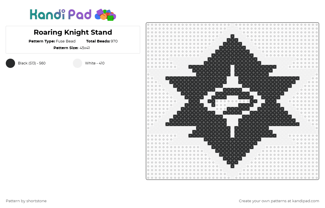 Roaring Knight Stand - Fuse Bead Pattern by shortstone on Kandi Pad - white,black,deltarune,undertale,sprite,stand,original