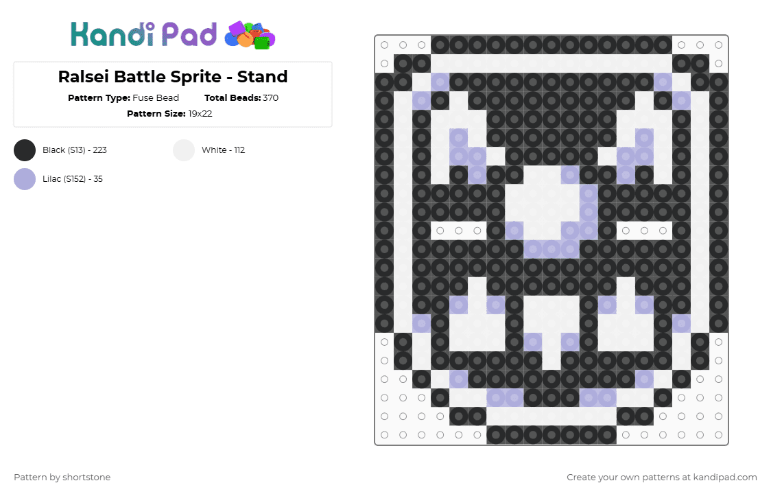 Ralsei Battle Sprite - Stand - Fuse Bead Pattern by shortstone on Kandi Pad - white,deltarune,undertale,pixelart,stand,original