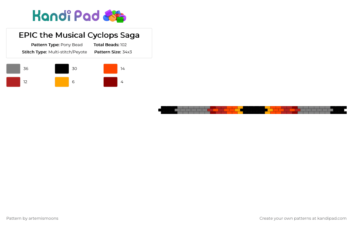 EPIC the Musical Cyclops Saga - Pony Bead Pattern by artemismoons on Kandi Pad - album, cyclops, cyclops saga, epic, epic the musical, gray, music, polyphemus, red
