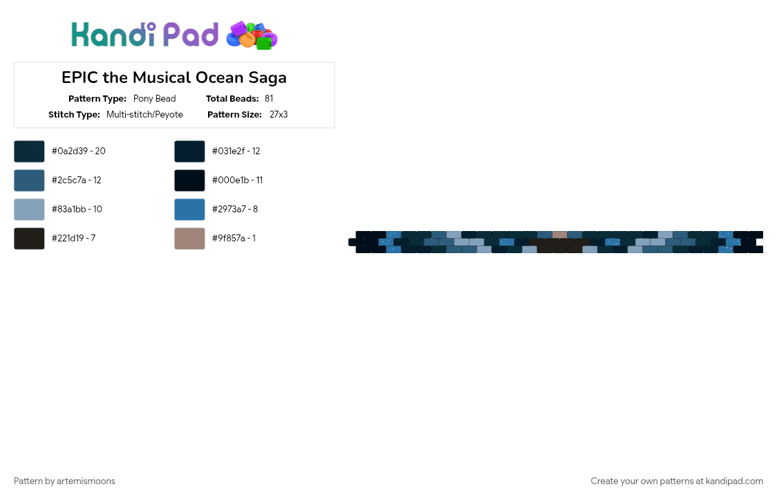 EPIC the Musical Ocean Saga - Pony Bead Pattern by hotcheetoerik on Kandi Pad - black, blue, epic, epic the musical, light blue, musical, ocean, oceanic, poseidon, storm, water