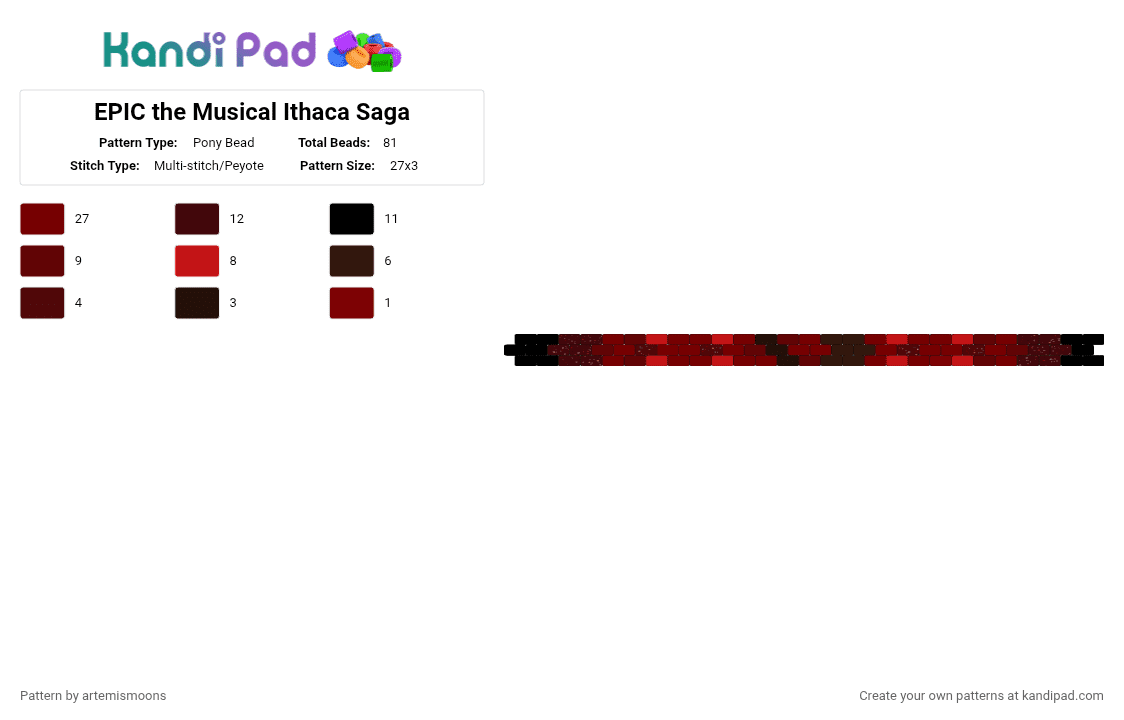 EPIC the Musical Ithaca Saga - Pony Bead Pattern by artemismoons on Kandi Pad - brown, epic, epic the musical, ithaca, music, musical