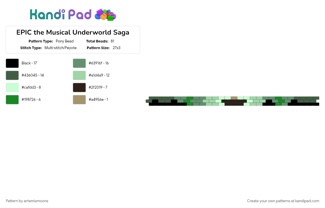EPIC the Musical Underworld Saga - Pony Bead Pattern by hotcheetoerik on Kandi Pad - dead, elysian fields, epic, epic the musical, gray, music, musical, teal, underworld, underworld saga