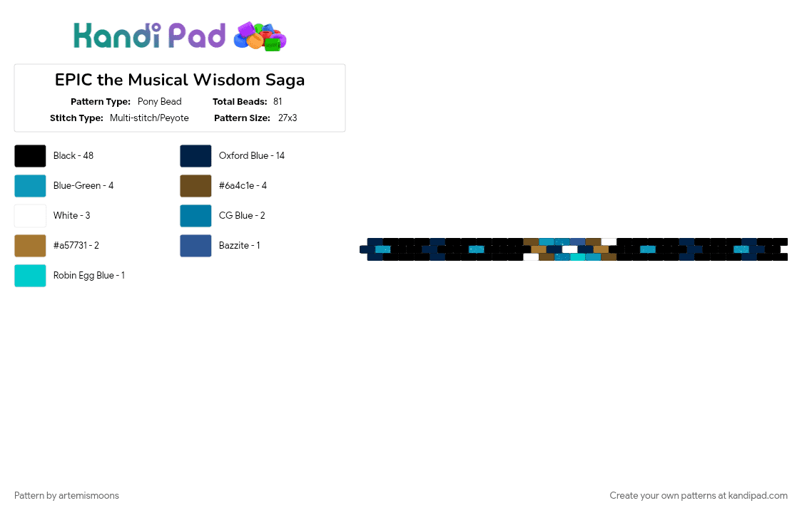 EPIC the Musical Wisdom Saga - Pony Bead Pattern by hotcheetoerik on Kandi Pad - athena, black, blue, epic, epic the musical, greek mythology, music, musical, quick thought, wisdom saga