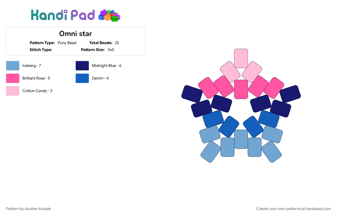 Omni star - Pony Bead Pattern by double-trouble on Kandi Pad - light blue, pink, purple