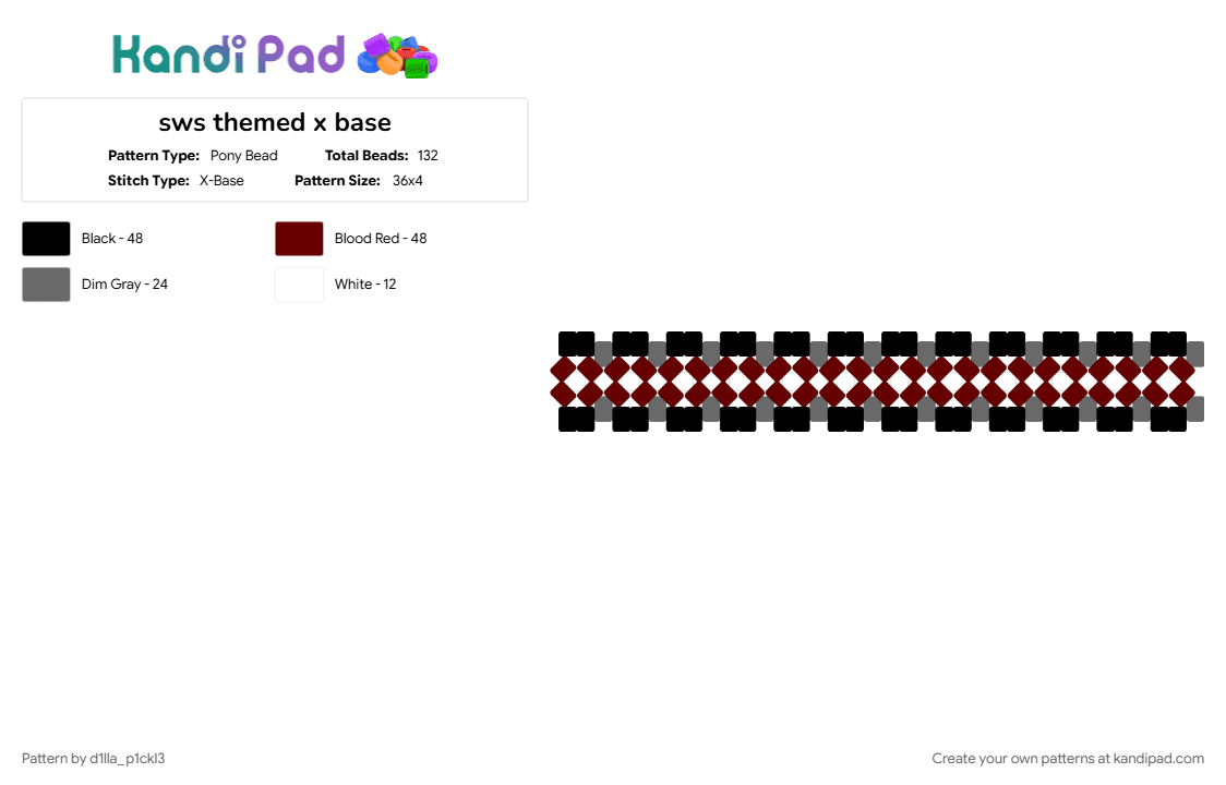 sws themed x base - Pony Bead Pattern by d1lla_p1ckl3 on Kandi Pad - brown, gray