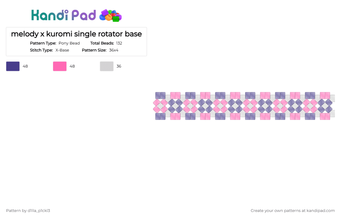 melody x kuromi single rotator base - Pony Bead Pattern by d1lla_p1ckl3 on Kandi Pad - pink, purple