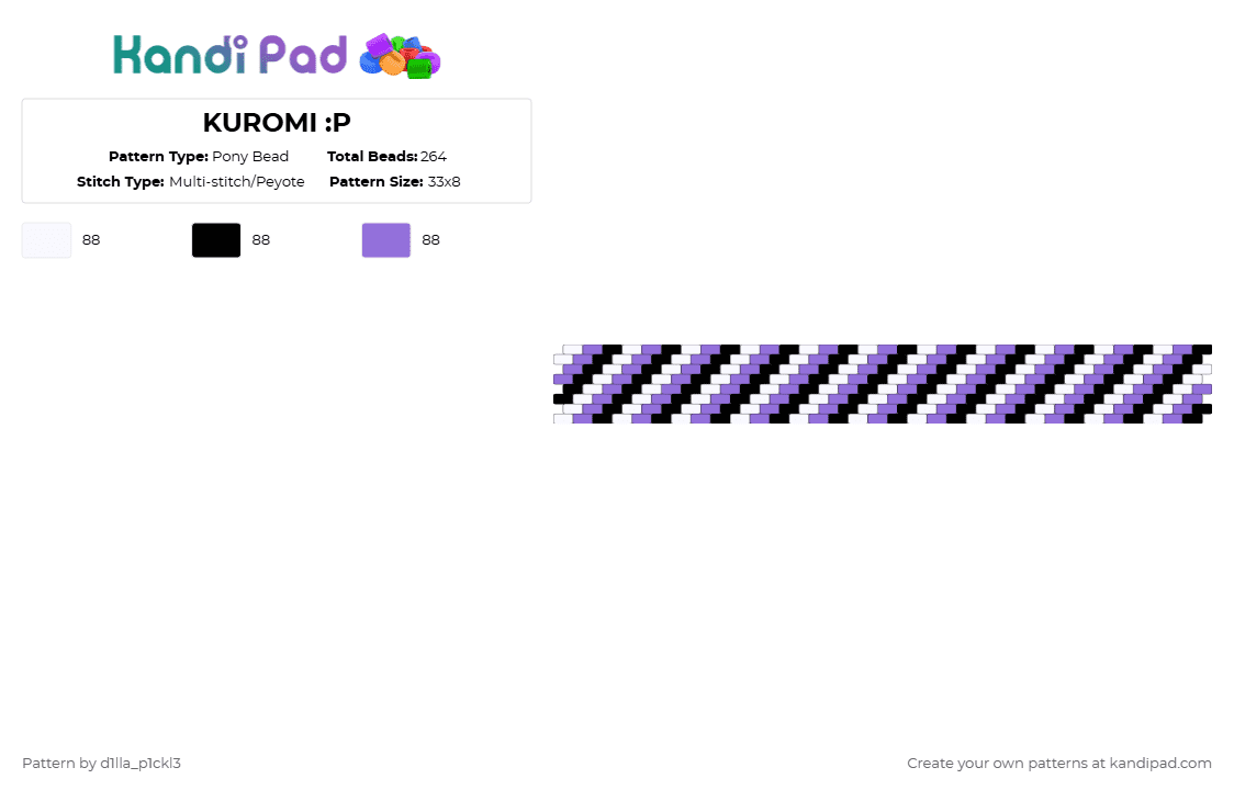 KUROMI :P - Pony Bead Pattern by d1lla_p1ckl3 on Kandi Pad - purple, white
