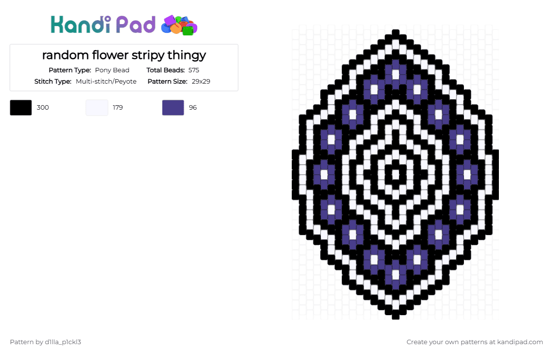 random flower stripy thingy - Pony Bead Pattern by d1lla_p1ckl3 on Kandi Pad - purple, white