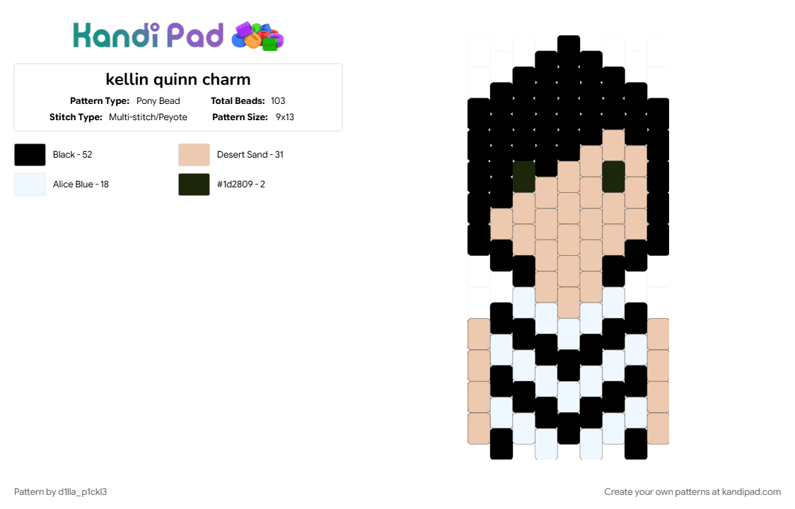kellin quinn charm - Pony Bead Pattern by d1lla_p1ckl3 on Kandi Pad - beige, white