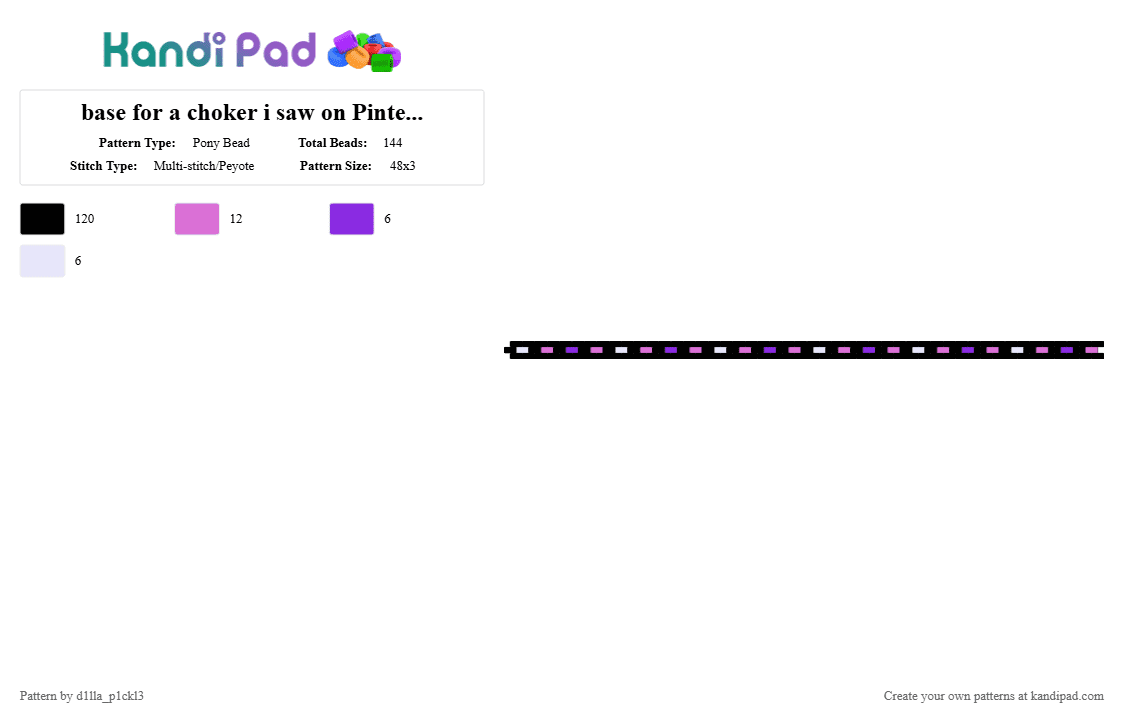 base for a choker i saw on Pinterest - Pony Bead Pattern by d1lla_p1ckl3 on Kandi Pad - black, pink, purple