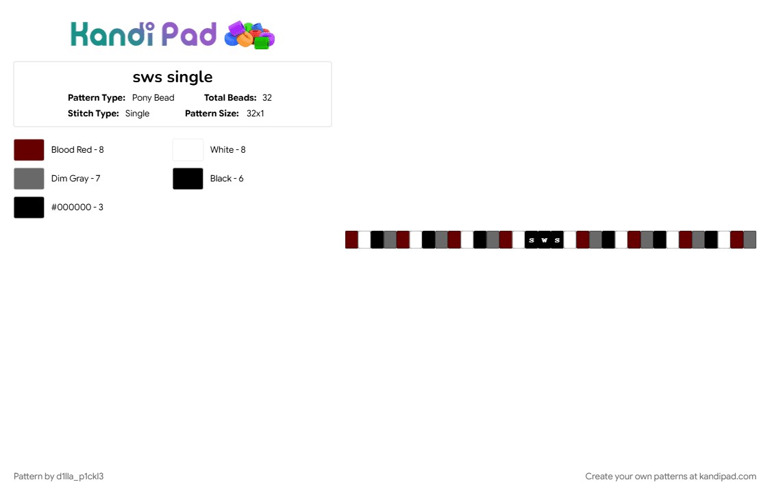 sws single - Pony Bead Pattern by d1lla_p1ckl3 on Kandi Pad - brown, gray