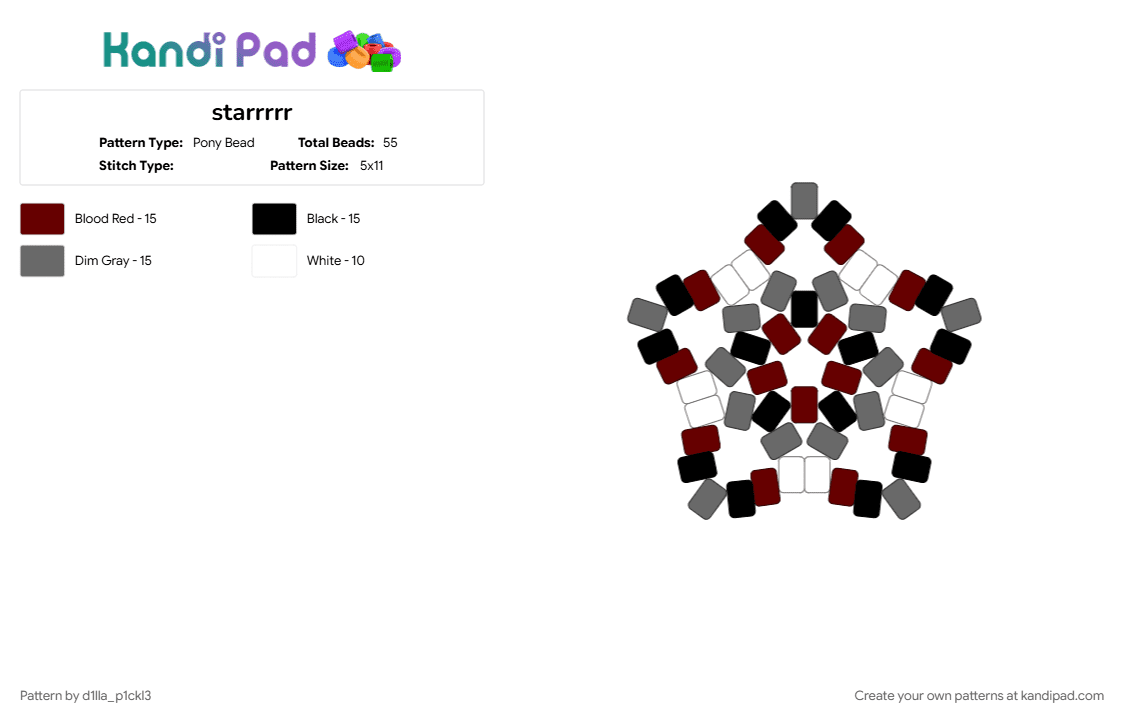 starrrrr - Pony Bead Pattern by d1lla_p1ckl3 on Kandi Pad - brown, gray