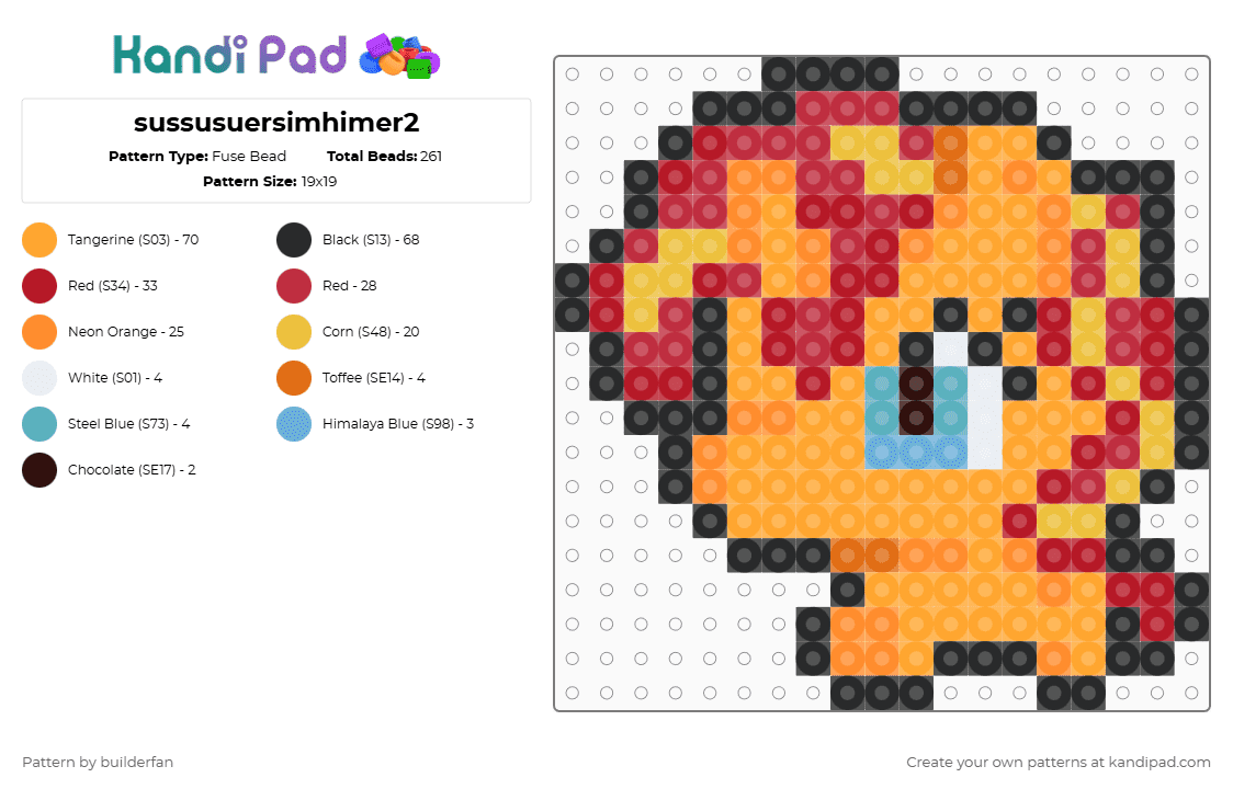 sussusuersimhimer2 - Fuse Bead Pattern by builderfan on Kandi Pad - red,orange