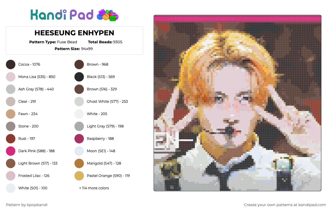 HEESEUNG ENHYPEN - Fuse Bead Pattern by kpopkandi on Kandi Pad - 