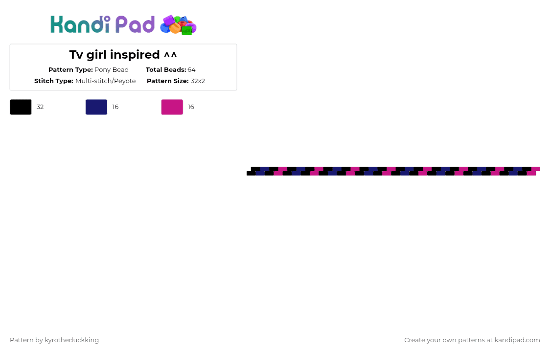 Tv girl inspired ^^ - Pony Bead Pattern by deleted_user_839925 on Kandi Pad - purple,pink