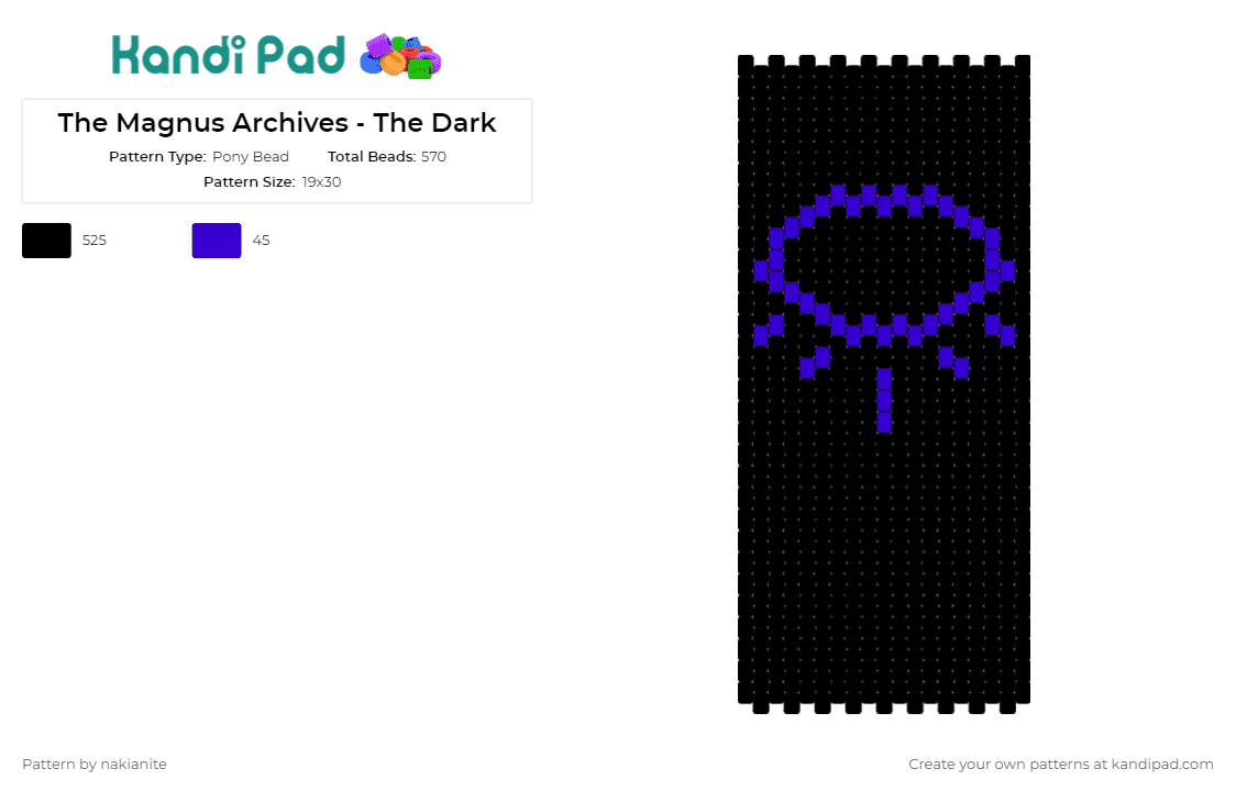 The Magnus Archives - The Dark - Pony Bead Pattern by nakianite on Kandi Pad - the magnus archives,horror,spooky,podcast,dark