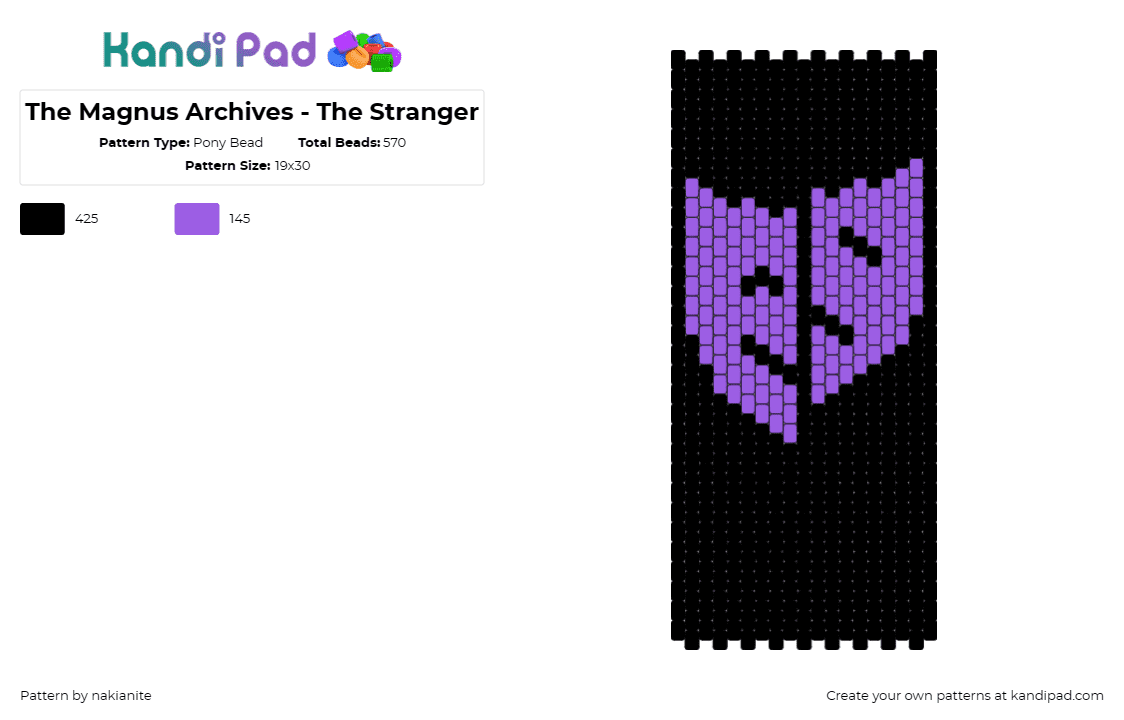 The Magnus Archives - The Stranger - Pony Bead Pattern by nakianite on Kandi Pad - magnus archives,horror,spooky,podcast,masks,dark,purple,black