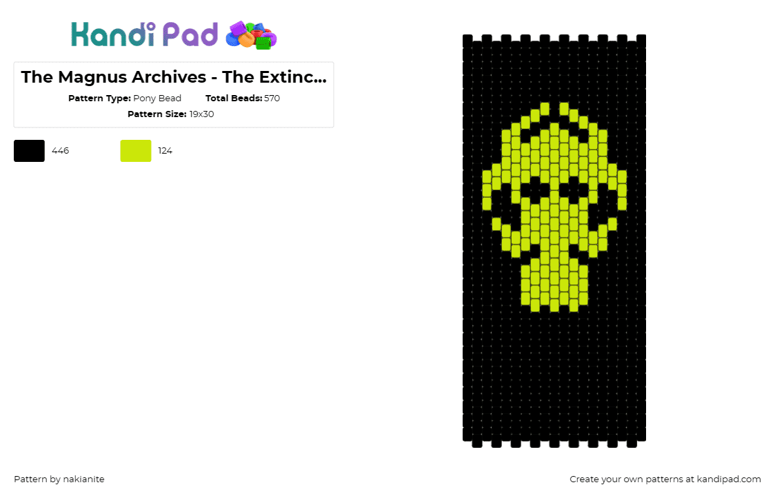 The Magnus Archives - The Extinction - Pony Bead Pattern by nakianite on Kandi Pad - magnus archives,biohazard,gas mask,horror,spooky,podcast,dark,symbol,black,yello