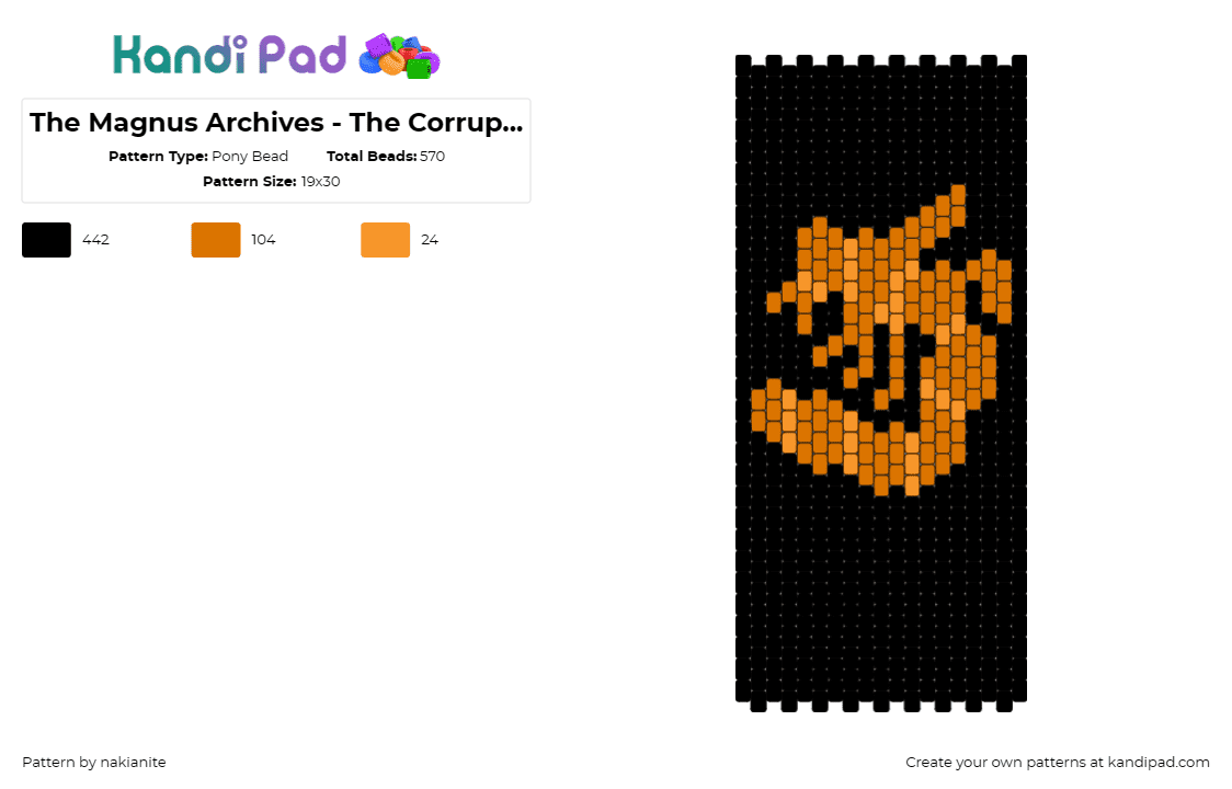 The Magnus Archives - The Corruption - Pony Bead Pattern by nakianite on Kandi Pad - magnus archives,bee,wasp,horror,spooky,podcast,orange,black