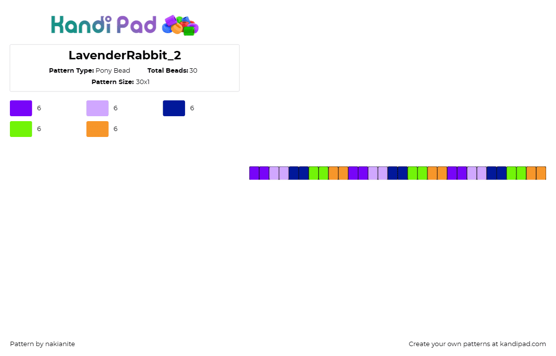 LavenderRabbit_2 - Pony Bead Pattern by nakianite on Kandi Pad - single,colorful,bracelet,purple,orange