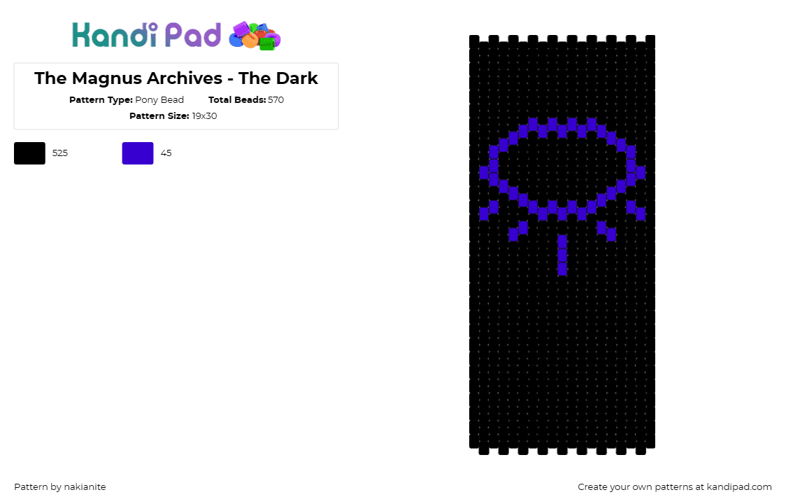 The Magnus Archives - The Dark - Pony Bead Pattern by nakianite on Kandi Pad - the magnus archives,horror,spooky,podcast,dark