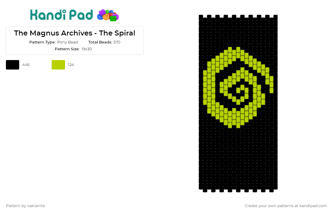 The Magnus Archives - The Spiral - Pony Bead Pattern by nakianite on Kandi Pad - the magnus archives,spiral,horror,spooky,podcast,dark