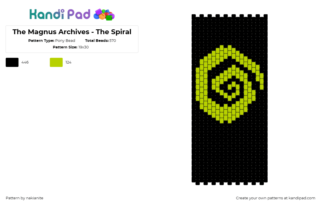 The Magnus Archives - The Spiral - Pony Bead Pattern by nakianite on Kandi Pad - magnus archives,spiral,horror,spooky,podcast,dark,green,black