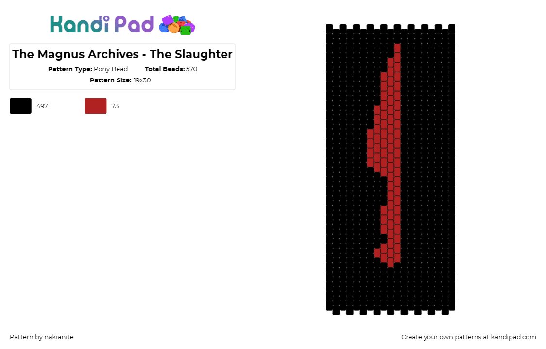 The Magnus Archives - The Slaughter - Pony Bead Pattern by nakianite on Kandi Pad - magnus archives,knife,horror,spooky,podcast,dark,red,black