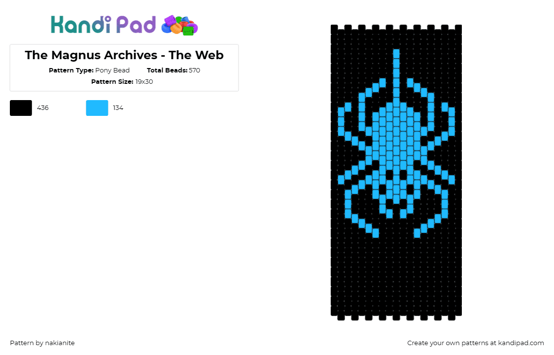 The Magnus Archives - The Web - Pony Bead Pattern by nakianite on Kandi Pad - magnus archives,spider,horror,spooky,podcast,dark,black,blue