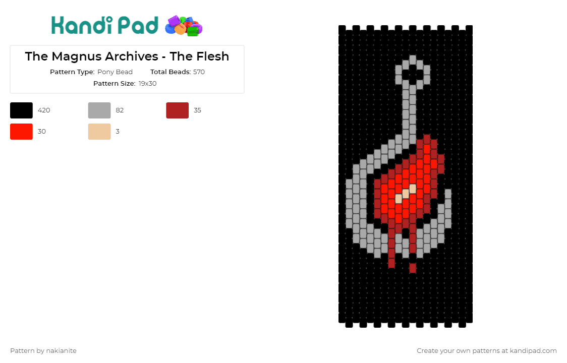 The Magnus Archives - The Flesh - Pony Bead Pattern by nakianite on Kandi Pad - the magnus archives,meat,hook,horror,spooky,podcast,dark