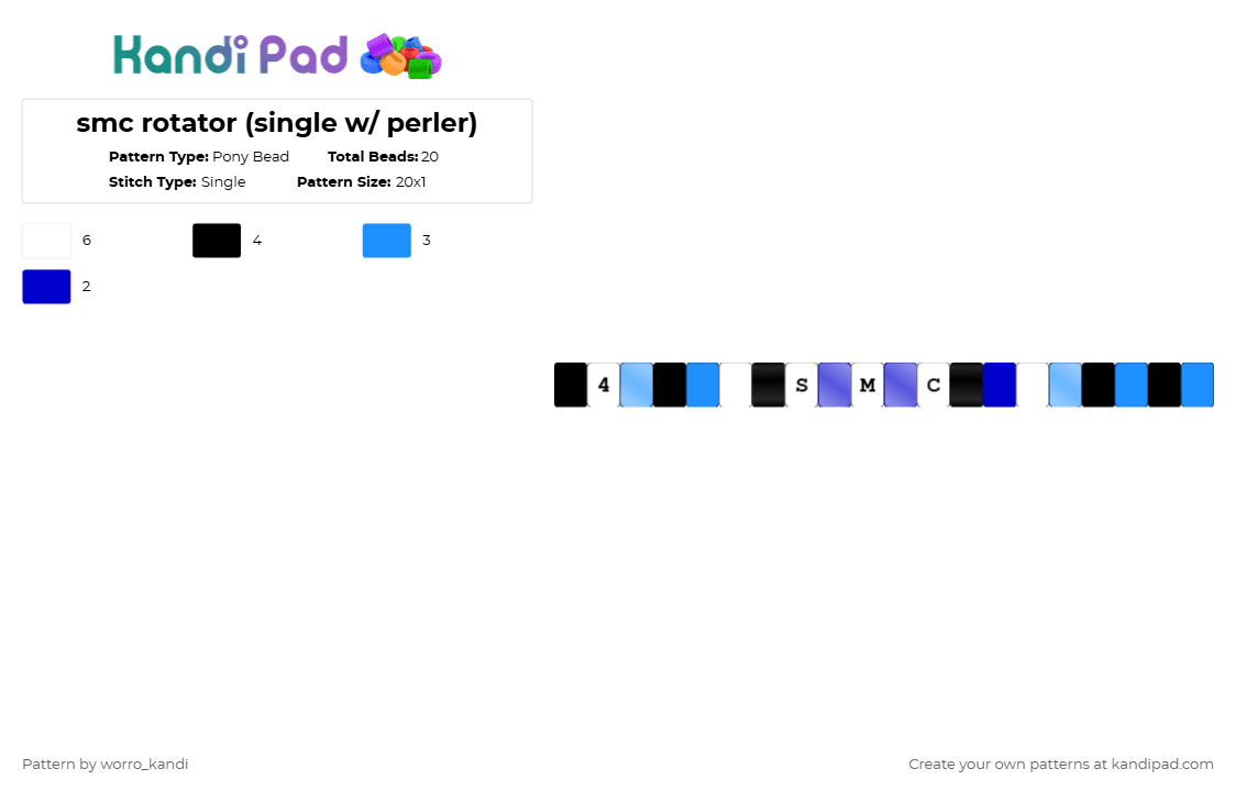 smc rotator (single w/ perler) - Pony Bead Pattern by worro on Kandi Pad - light blue,purple