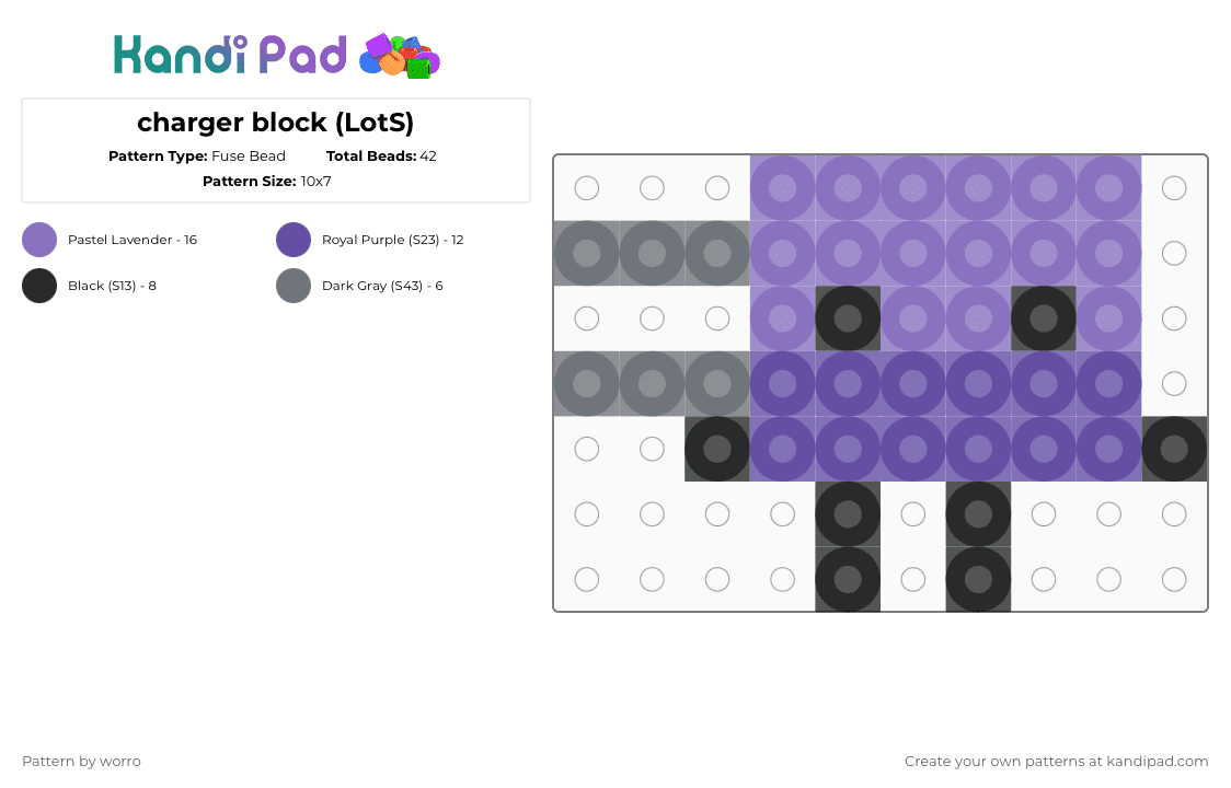 charger block (LotS) - Fuse Bead Pattern by worro on Kandi Pad - blue, cb, charger block, lots, love of the sn, purple