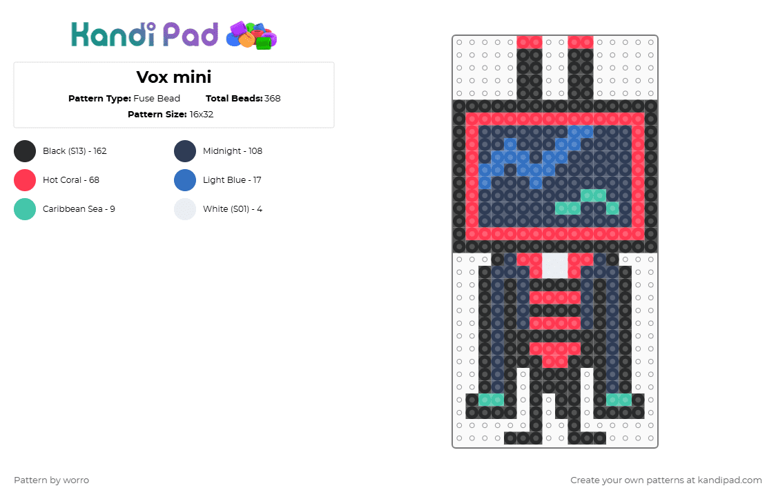 Vox mini - Fuse Bead Pattern by worro on Kandi Pad - red,purple,vox,hazbin hotel