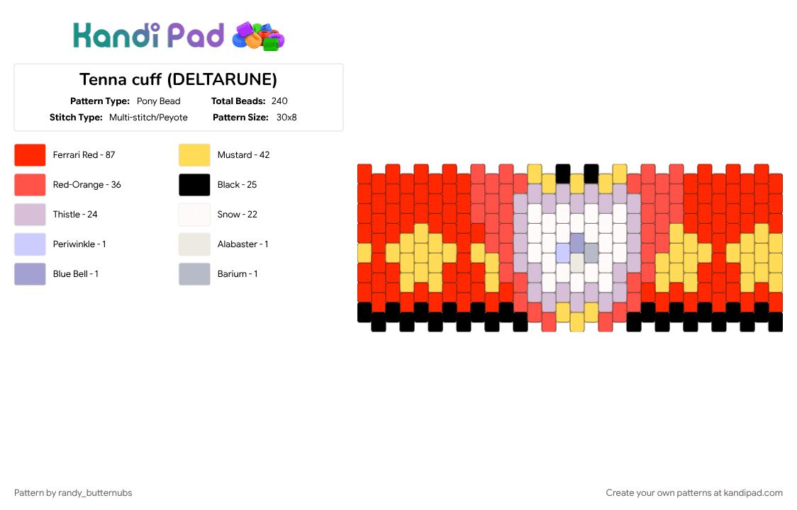 Tenna cuff (DELTARUNE) - Pony Bead Pattern by randy_butternubs on Kandi Pad - 