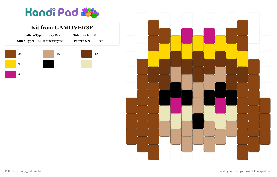 Kit from GAMOVERSE - Pony Bead Pattern by randy_butternubs on Kandi Pad - beige,red
