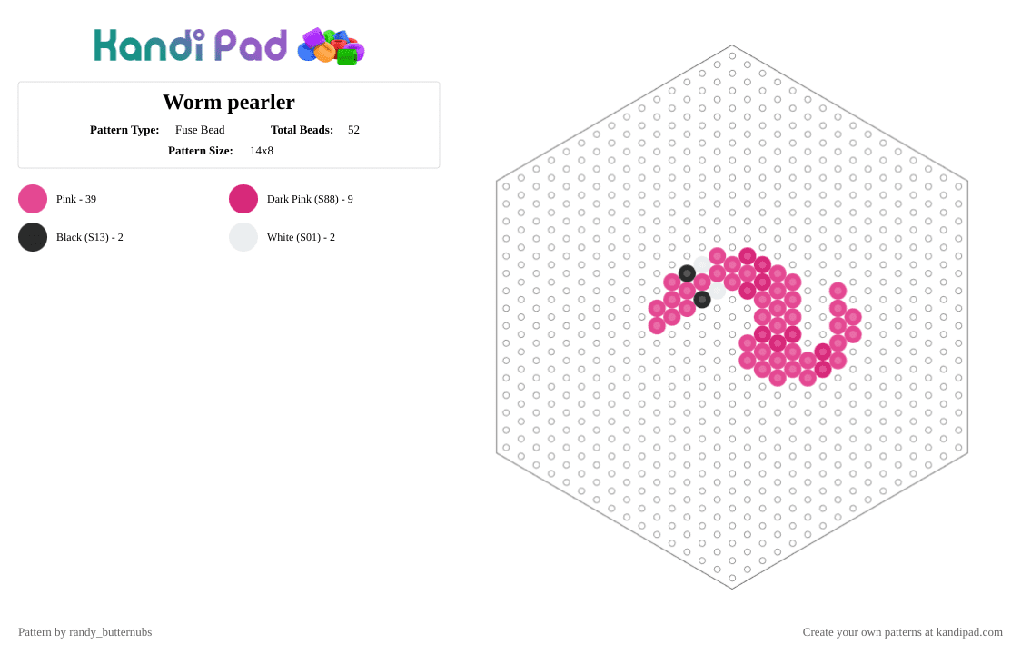 Worm pearler - Fuse Bead Pattern by randy_butternubs on Kandi Pad - pink