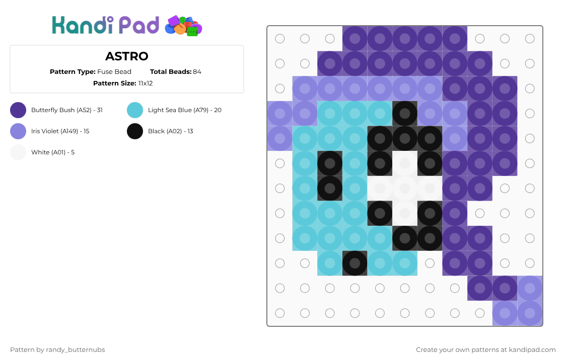 ASTRO - Fuse Bead Pattern by randy_butternubs on Kandi Pad - purple,dw,dandys world,roblox,astro,moon