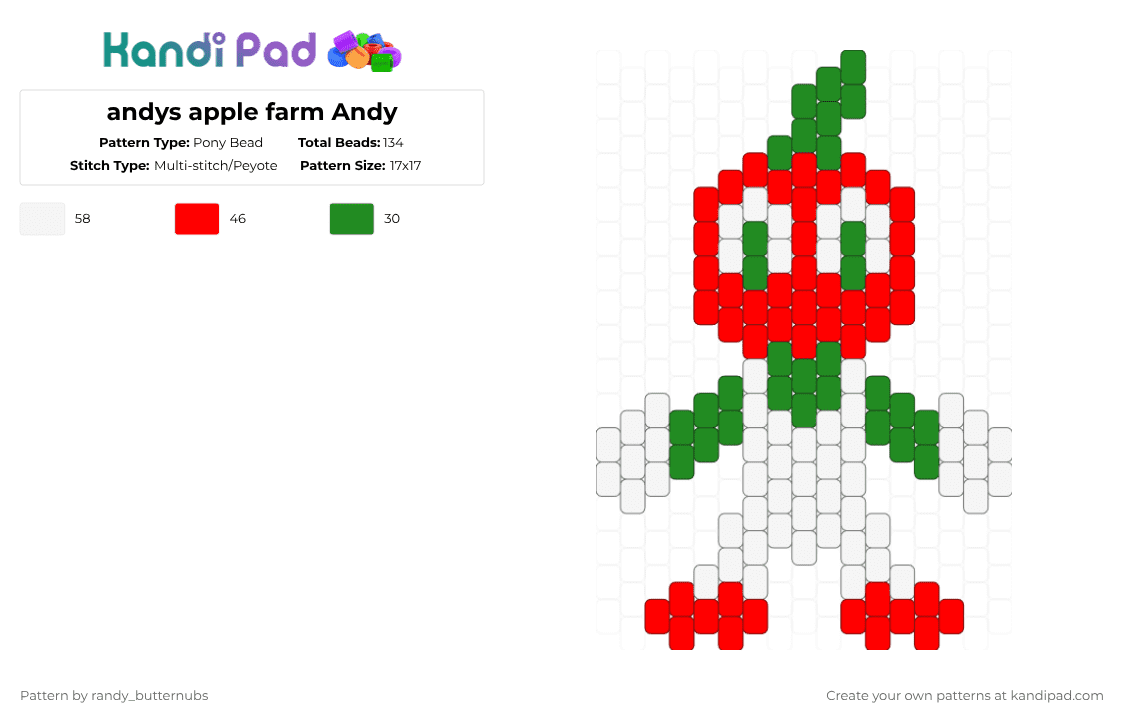 andys apple farm Andy - Pony Bead Pattern by randy_butternubs on Kandi Pad - red,green,aaf,andy