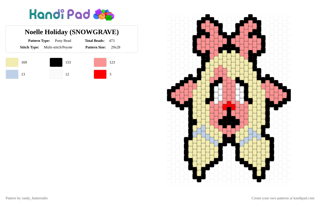 Noelle Holiday (SNOWGRAVE) - Pony Bead Pattern by randy_butternubs on Kandi Pad - beige,yellow,proceed