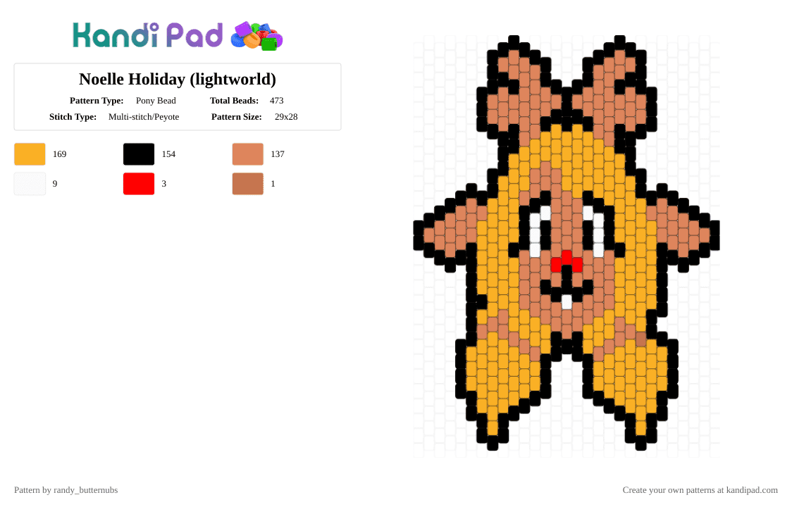 Noelle Holiday (lightworld) - Pony Bead Pattern by randy_butternubs on Kandi Pad - orange