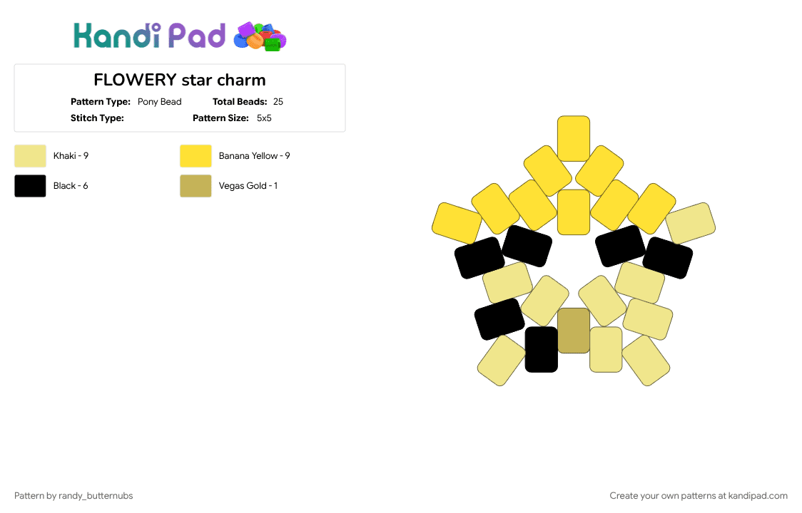 FLOWERY star charm - Pony Bead Pattern by randy_butternubs on Kandi Pad - 