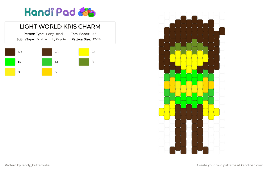 LIGHT WORLD KRIS CHARM deltarune - Pony Bead Pattern by randy_butternubs on Kandi Pad - brown,kris