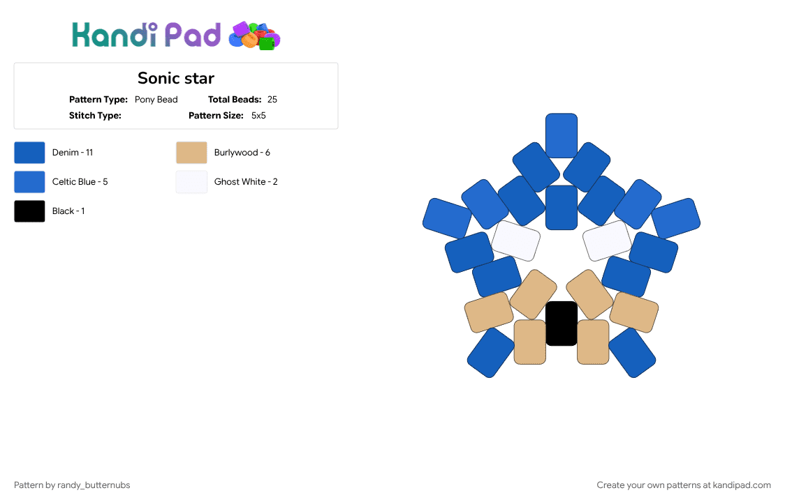 Sonic star - Pony Bead Pattern by randy_butternubs on Kandi Pad - 
