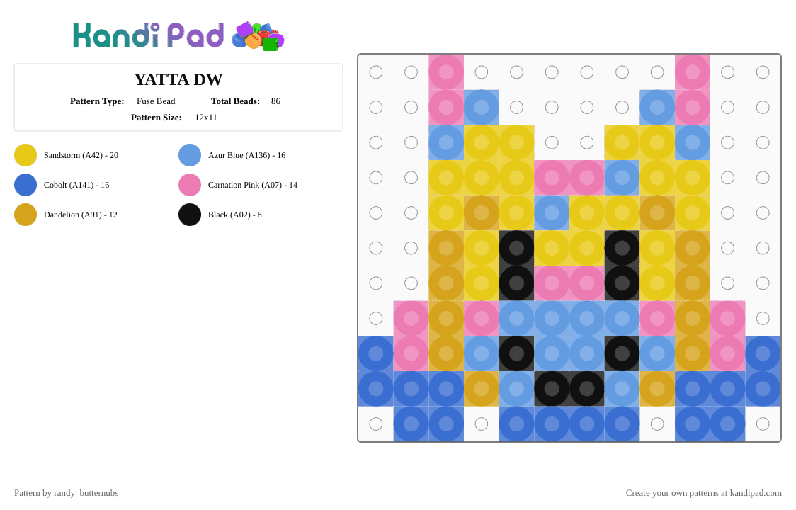 YATTA DW - Fuse Bead Pattern by randy_butternubs on Kandi Pad - light blue,yellow,blue,dw,roblox,dandys world
