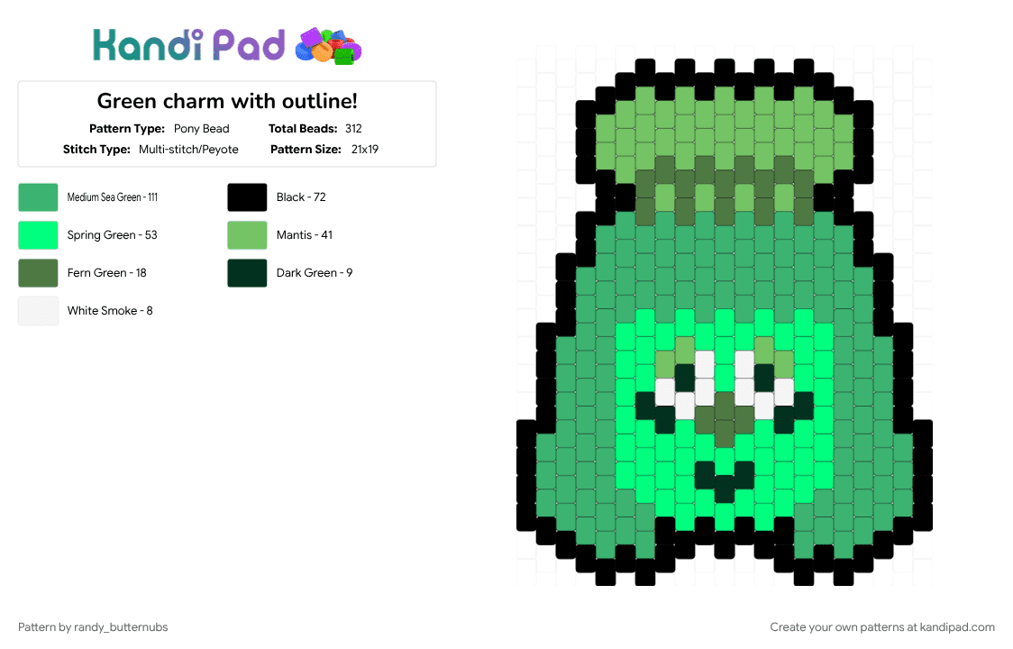 Green charm with outline! - Pony Bead Pattern by randy_butternubs on Kandi Pad - character, deltarune, deltarune chapter 5, gaming, green, video game