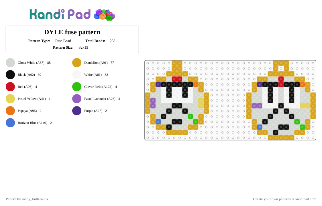 DYLE fuse pattern - Fuse Bead Pattern by randy_butternubs on Kandi Pad - white,orange,dw,dyle,dandys world,backrooms,roblox